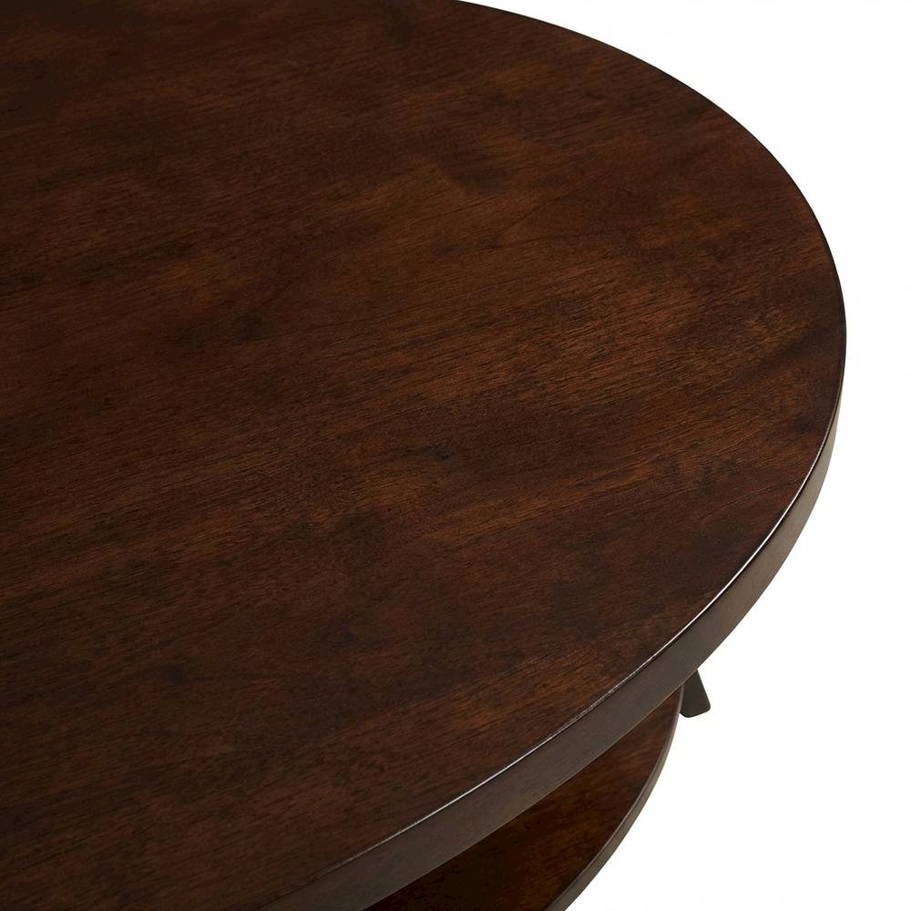 Espresso Oval Coffee Table with Shelf and Sturdy Construction for Living Room