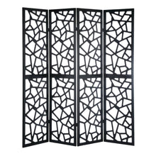 Black 4-Panel Wood Folding Room Divider, Fabric, 70 Inch