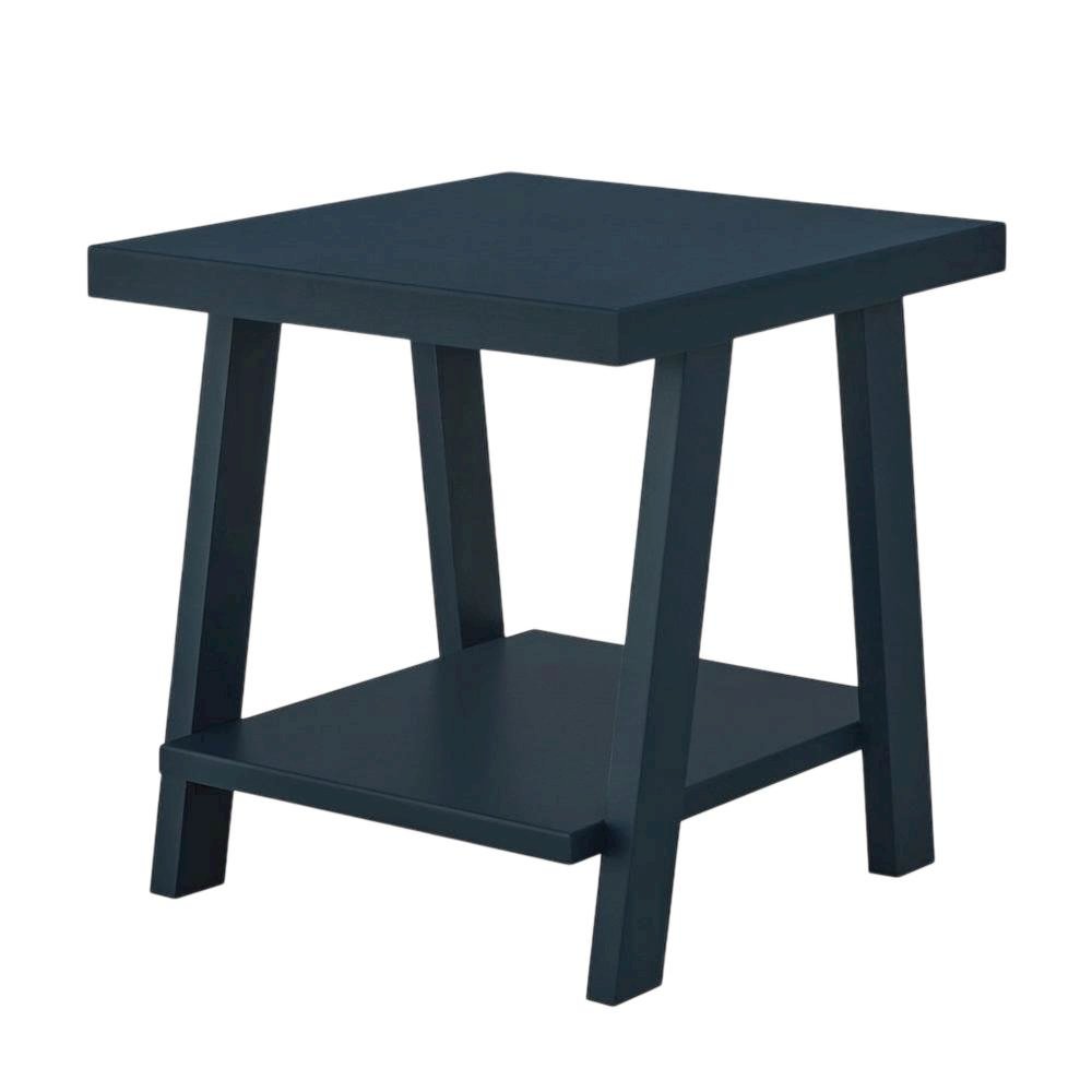 Navy Blue Wood Shelf End Table with Modern Design and Sturdy Construction