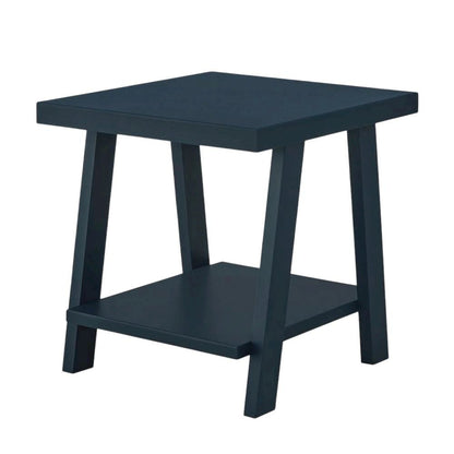 Navy Blue Wood Shelf End Table with Modern Design and Sturdy Construction