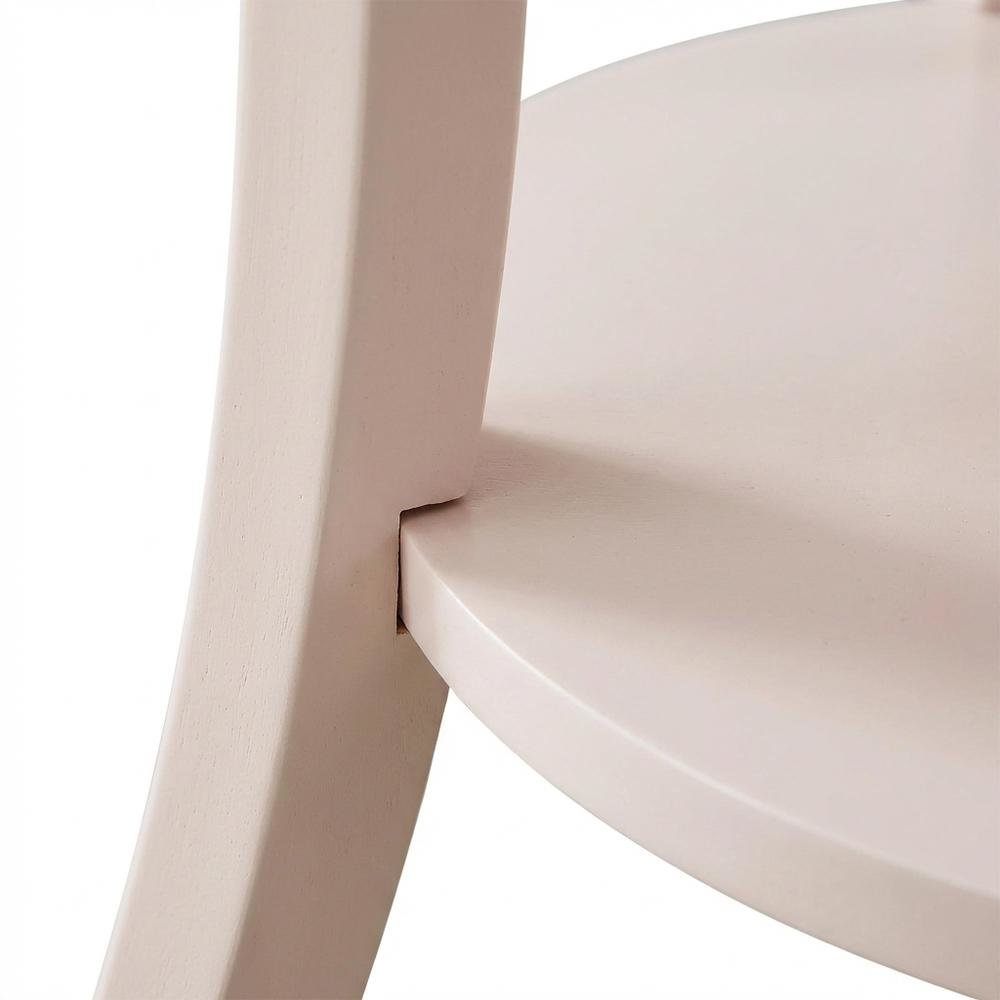 Pink round end table with shelf, modern design for living room accents