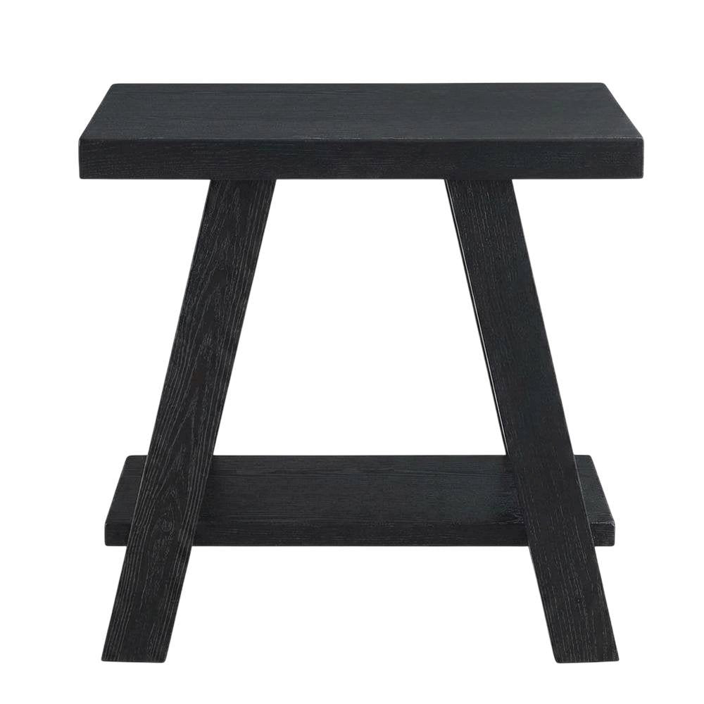 Black, Side Table, Open Shelf, Quality Build, Durable Wood Frame