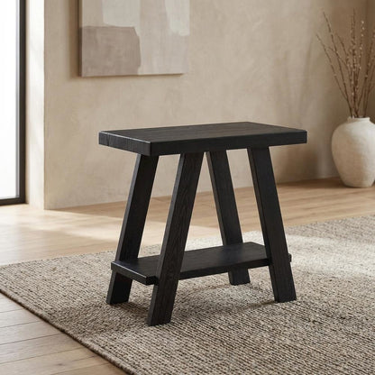 Black, Side Table, Open Shelf, Quality Build, Durable Wood Frame