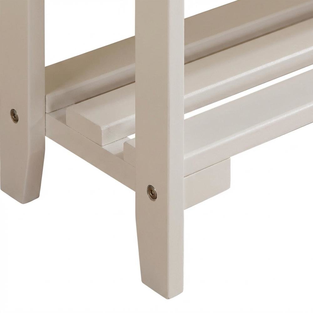 White Solid Wood Shoe Bench with Storage, Entryway Seating and Organizer