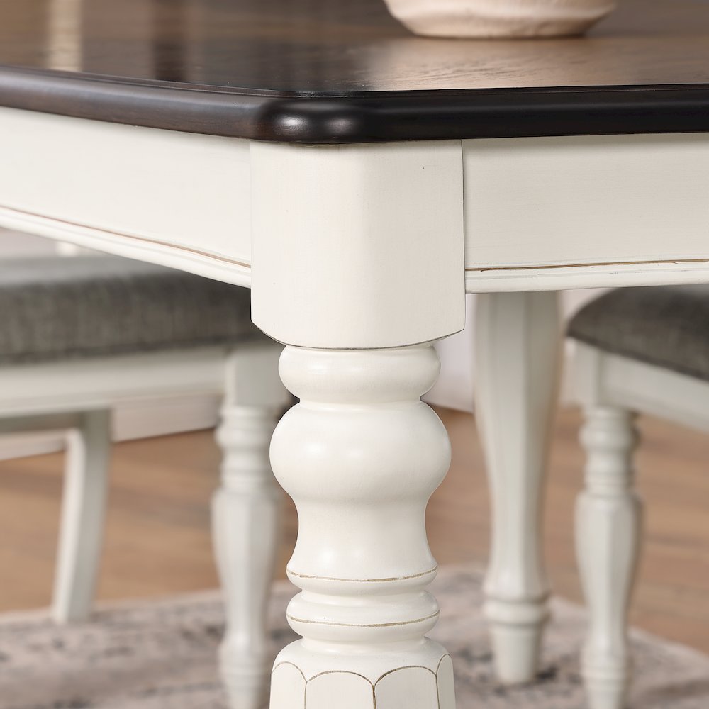 Belleza French Country 7-PC Dining Set in Antique White and Weathered Oak Finish