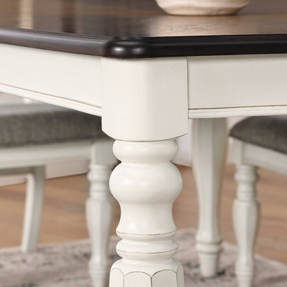Belleza French Country 7-PC Dining Set in Antique White and Weathered Oak Finish