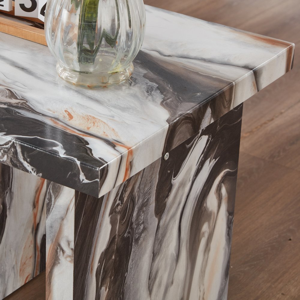 Cavira 3-Piece Faux Marble Coffee Table Set, Table and Two End Tables, Off-white