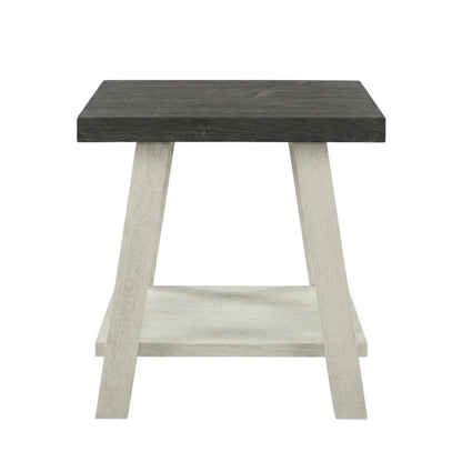 Grey, End Side Table, Open Shelf, Quality Build, Durable Wood Frame