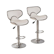 White Leatherette Swivel Barstool Set with Chrome Base and Adjustable Height