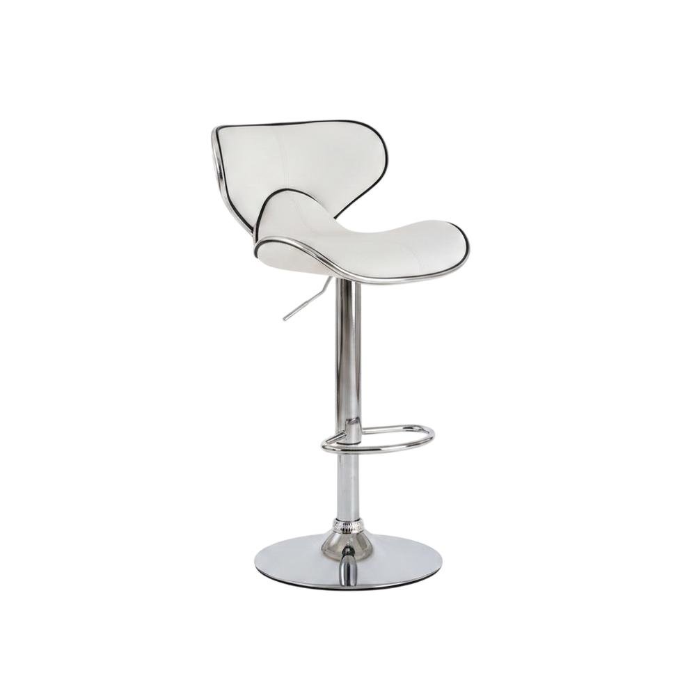 White Leatherette Swivel Barstool Set with Chrome Base and Adjustable Height