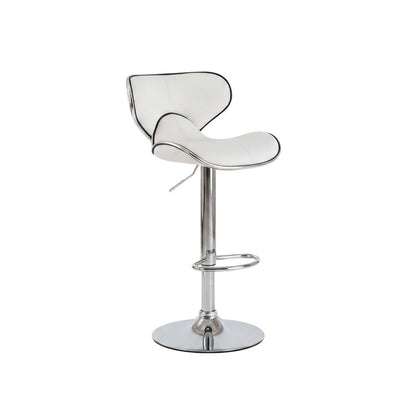 White Leatherette Swivel Barstool Set with Chrome Base and Adjustable Height