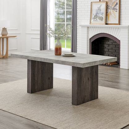 Sorlen Modern 6-Piece Dining Set, 3D Faux Concrete Table with 4 Chairs and Bench