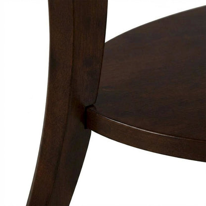 Espresso Oval Coffee Table with Shelf and Sturdy Construction for Living Room