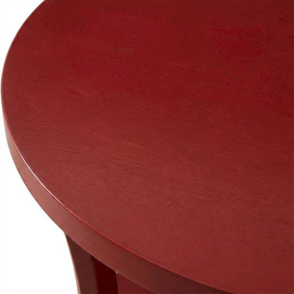 Red round end table with shelf for versatile living spaces