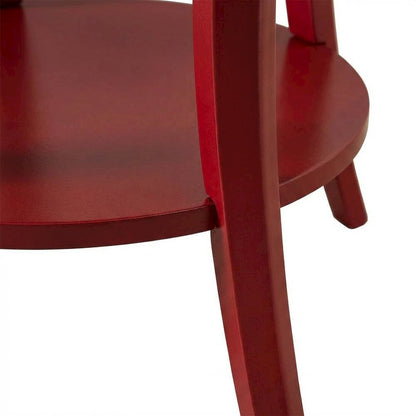 Red round end table with shelf for versatile living spaces