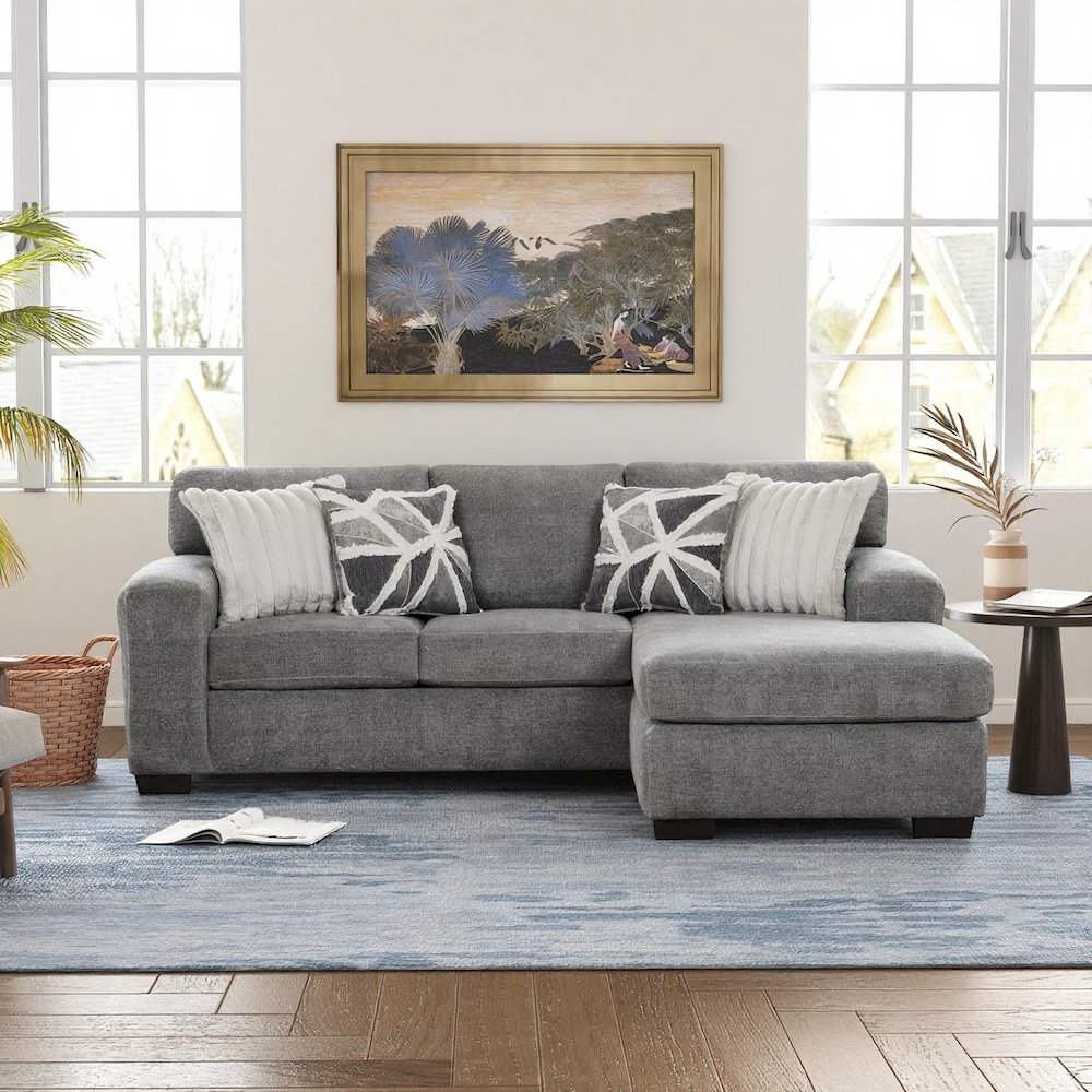 Arden Living Room Sofa Set with Convertible Sofa Chaise and Loveseat, Posh Gray