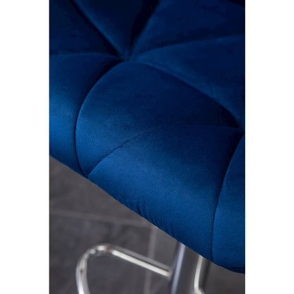 Breni Velvet Diamond Tufted Swivel Adjustable Height Barstool, Set of 2, Blue