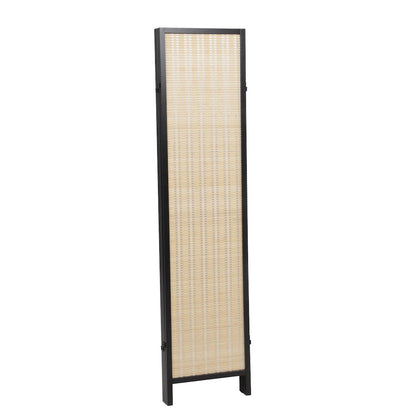 Inkwell 4-Panel Bamboo Room Divider, Folding Screen, Natural with Black Frame