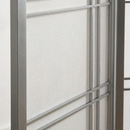 Silver 4-Panel Wood Folding Room Divider, Rice Paper, 70 Inch