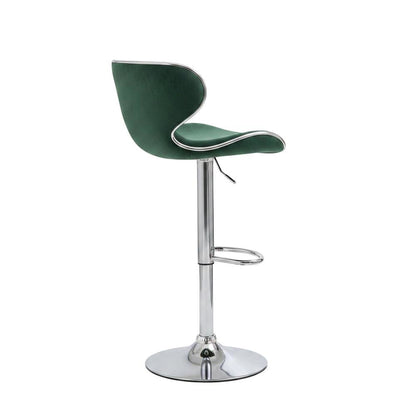Green Velvet Swivel Barstool Set with Adjustable Height for Home or Bar