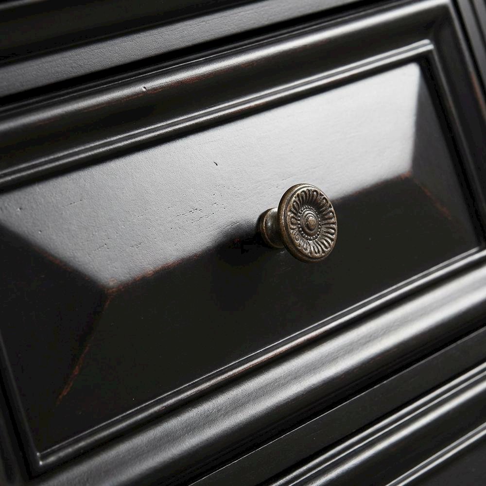 Black Vintage Nightstand with 2 Drawers and Classic Design