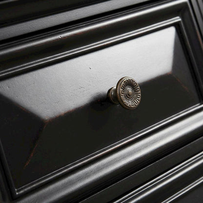 Black Vintage Nightstand with 2 Drawers and Classic Design