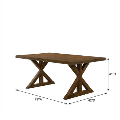 Brushed Driftwood Trestle Dining Table, Farmhouse Style, Seats 6