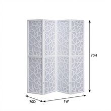 White 4-Panel Wood Folding Room Divider, Fabric, 70 Inch