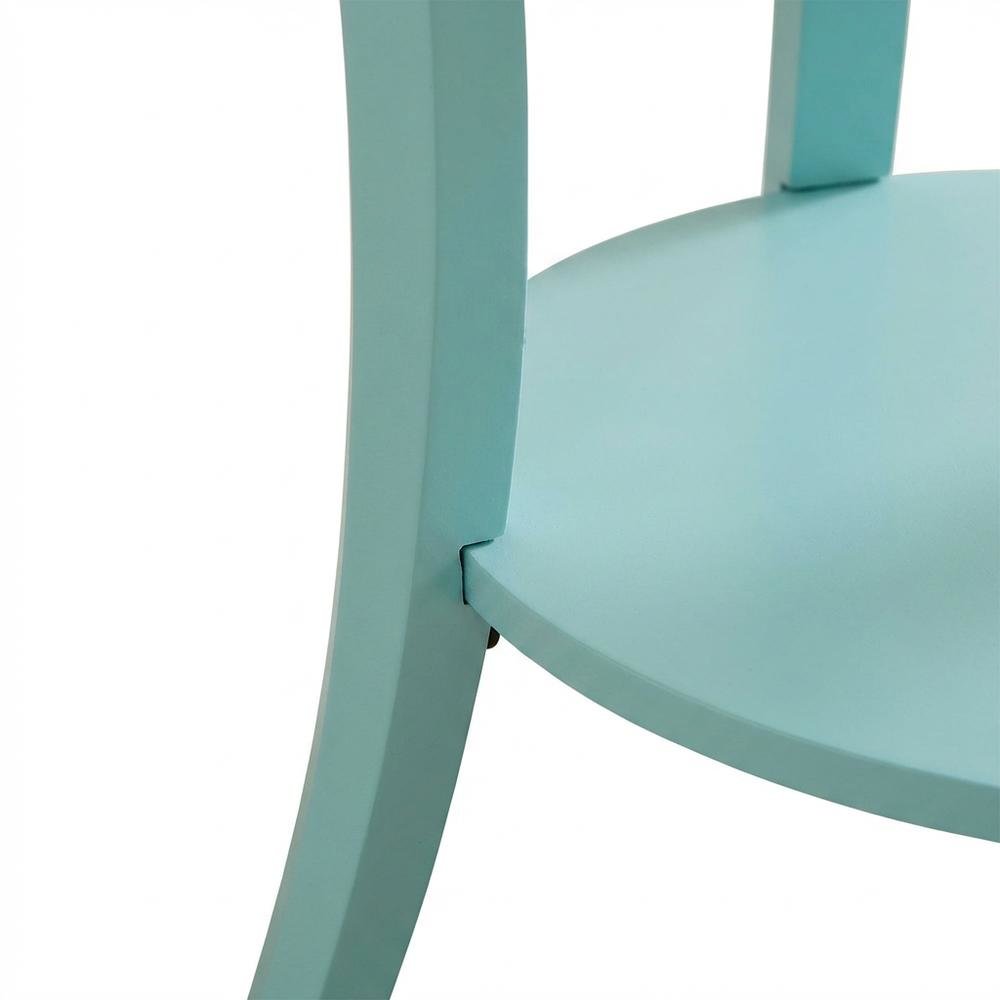 Teal Round End Table with Shelf for Lounge and Living Spaces