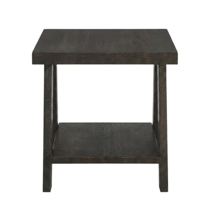 Brown, End Side Table, Open Shelf, Quality Build, Durable Wood Frame
