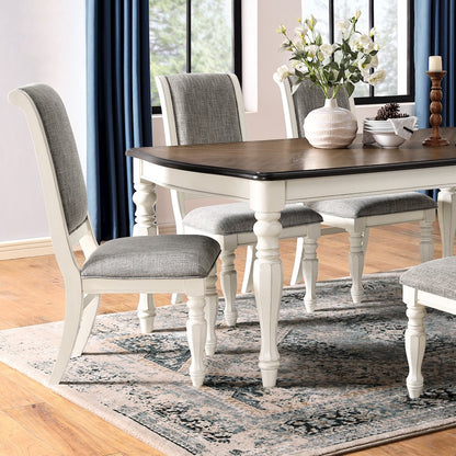 Belleza French Country 7-PC Dining Set in Antique White and Weathered Oak Finish