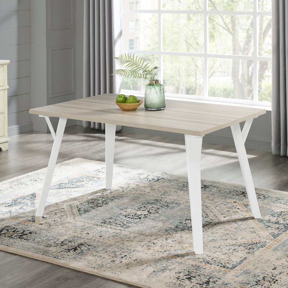Alwynn White and Natural Wood 7-Pc Dining Set, Table with 6 Windsor Chairs