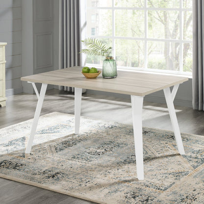 Alwynn White and Natural Wood 7-Pc Dining Set, Table with 6 Windsor Chairs