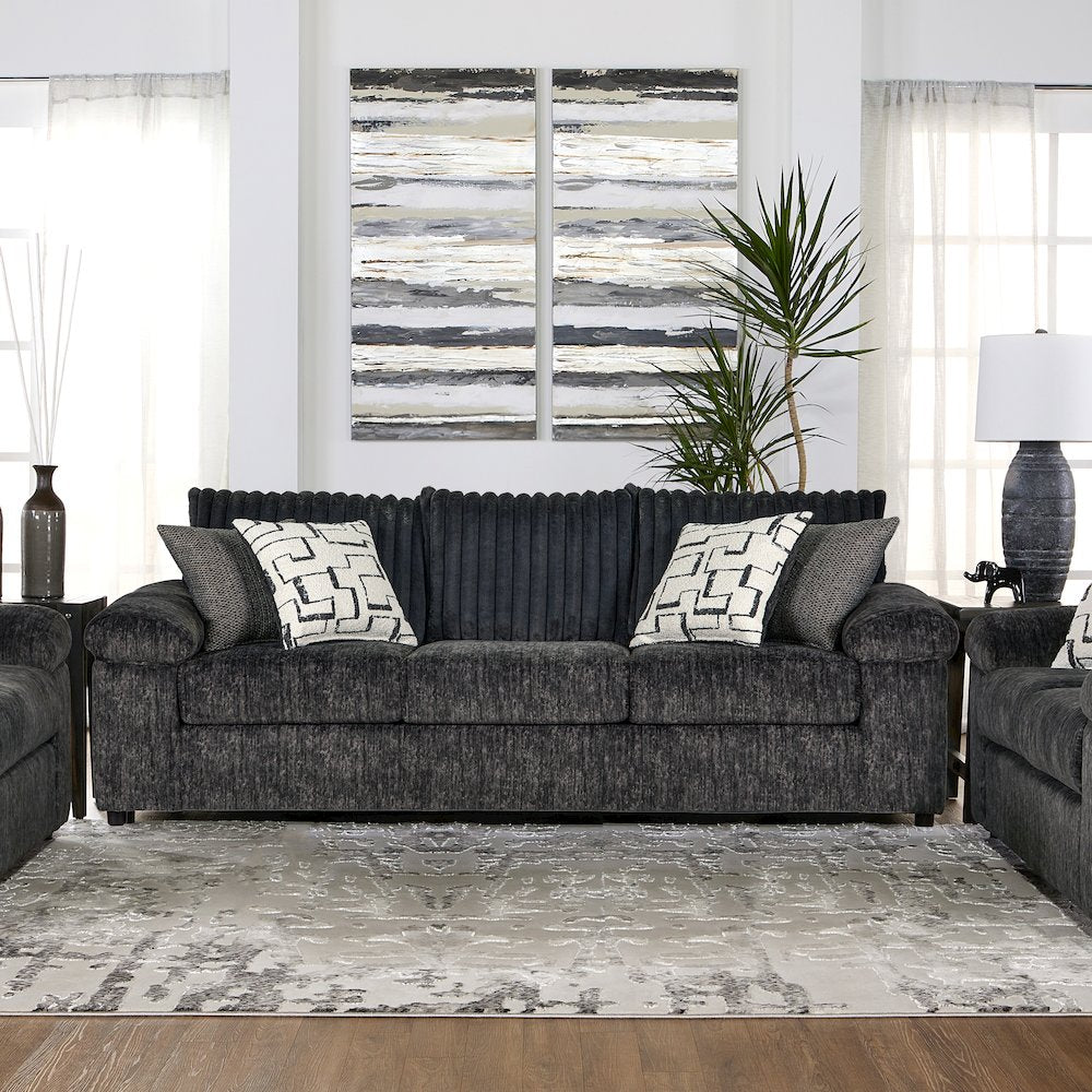 Nason Wide Wale Corduroy Living Room 4-Piece Sofa Set, Charcoal