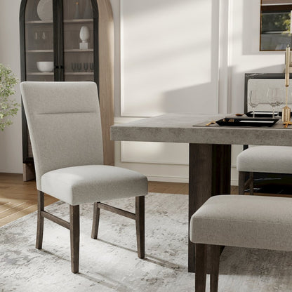 Sorlen Modern 6-Piece Dining Set, 3D Faux Concrete Table with 4 Chairs and Bench