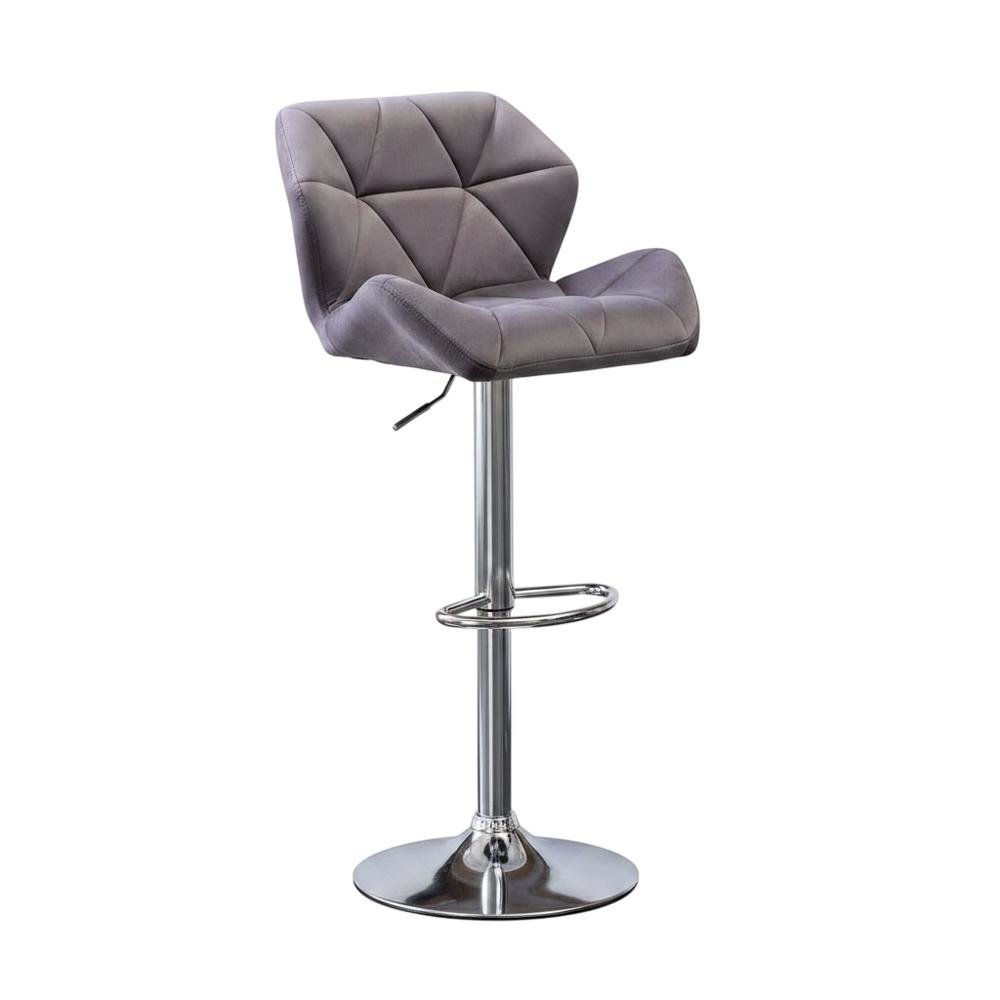 Gray Velvet Diamond Tufted Swivel Barstool Set of 2 with Adjustable Height