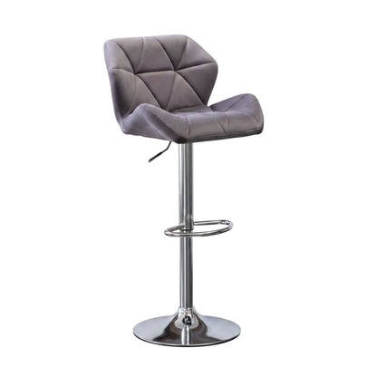 Gray Velvet Diamond Tufted Swivel Barstool Set of 2 with Adjustable Height