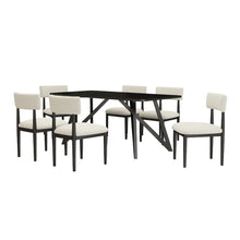 Axler 7-Piece Dining Set, Tripod-Cross Dining Table with 6 Boucle Chairs, Black