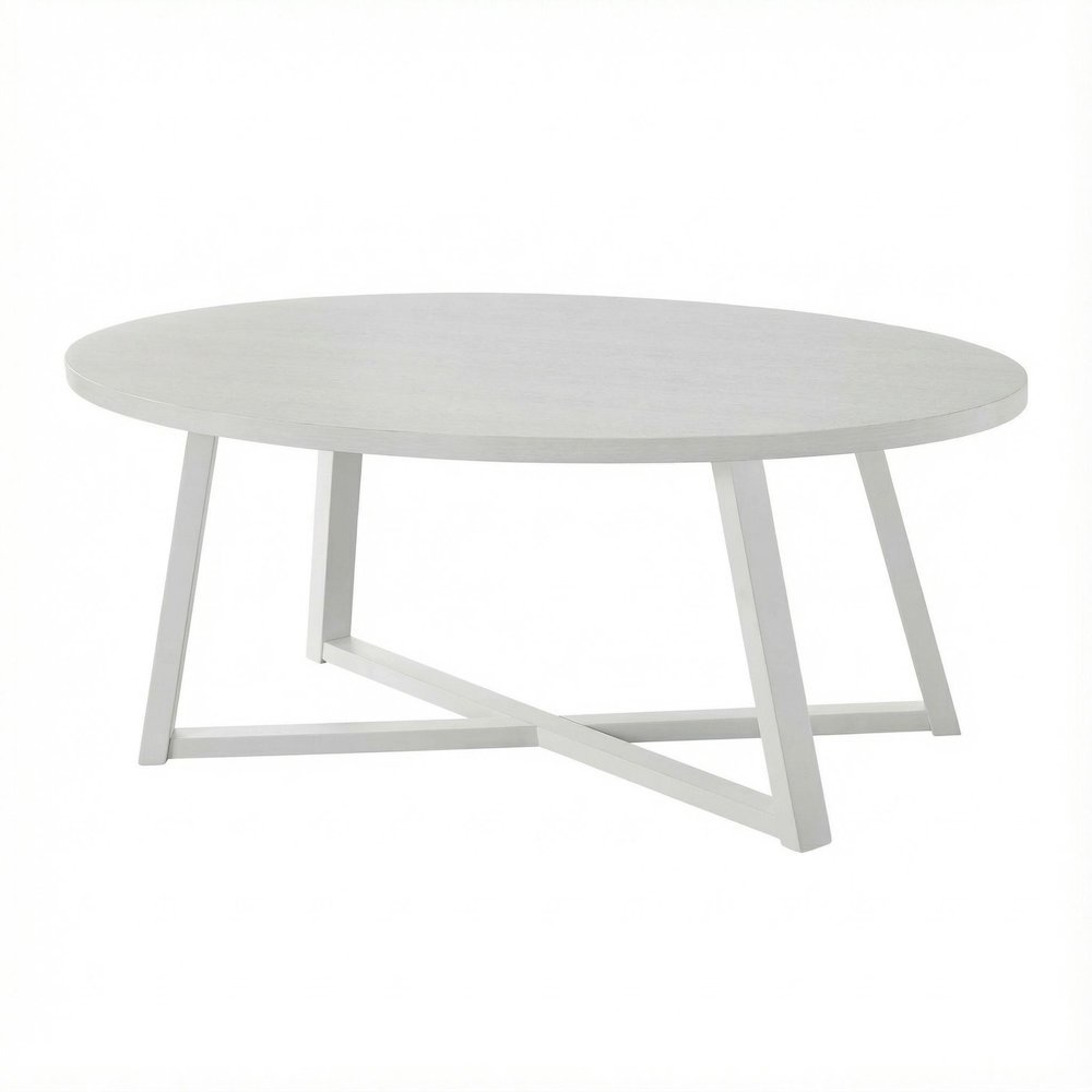 Wood Oval Coffee Table with Smooth Finish and Sturdy Frame, 1-Piece Design