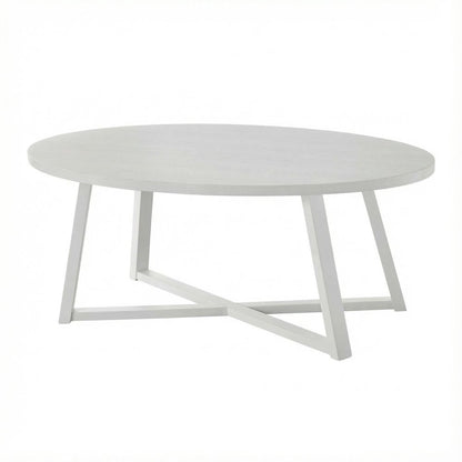 Wood Oval Coffee Table with Smooth Finish and Sturdy Frame, 1-Piece Design