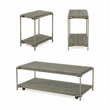Aged Graphite 3-Piece Living Room Table Set with Coffee and Chairside Tables