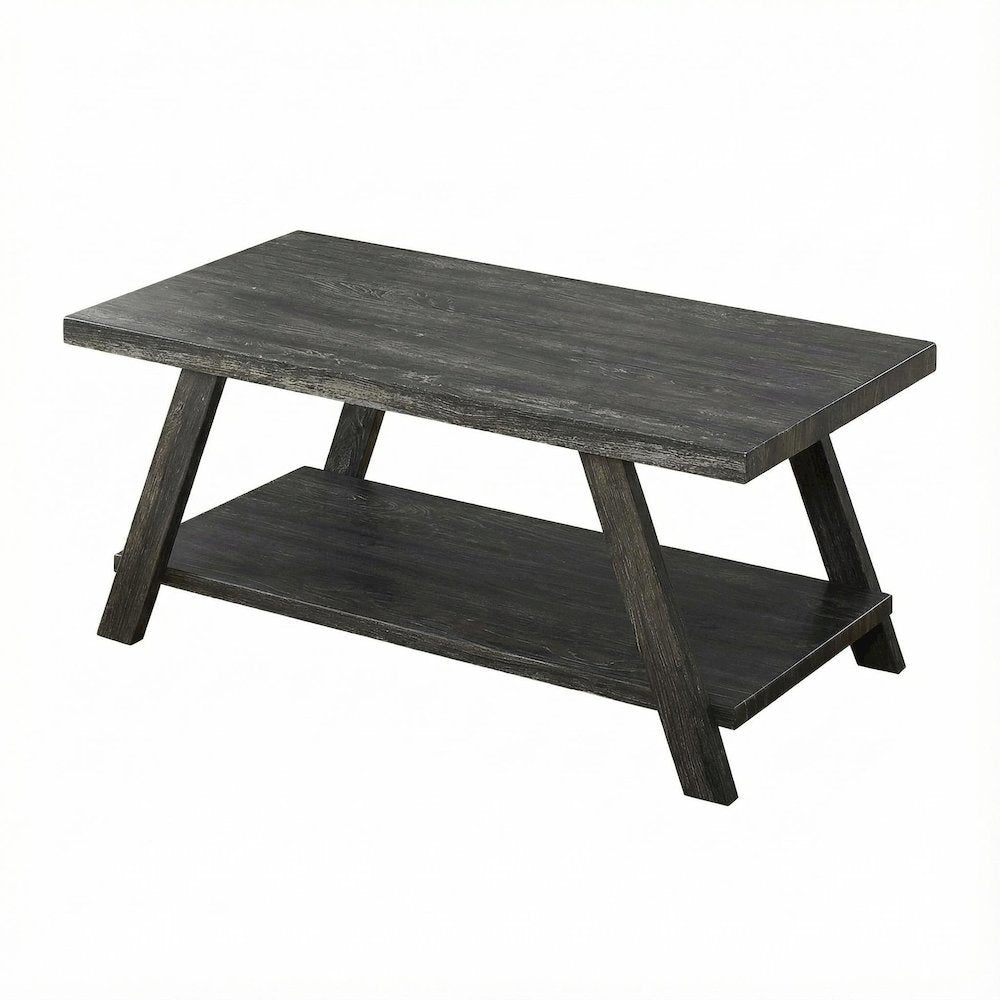 Charcoal Coffee Table with Replicated Wood Surface and Sturdy Construction