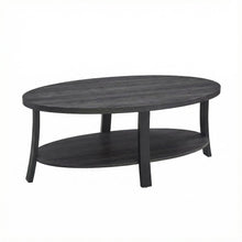 Contemporary Charcoal Oval Wood Shelf Coffee Table with Storage Space
