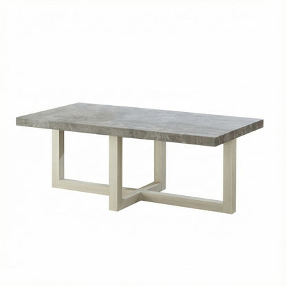 Faux Concrete Coffee Table in White with Contemporary Design and Sturdy Build
