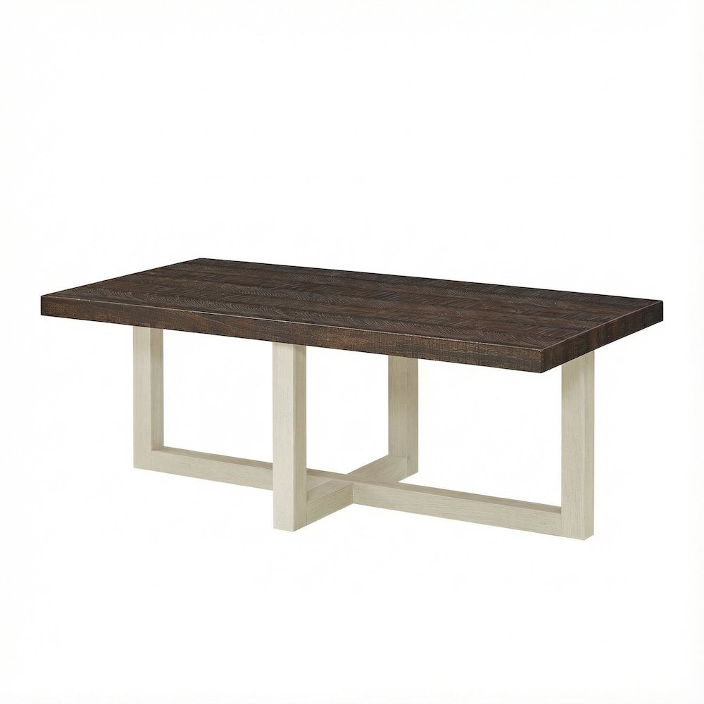 Walnut and White Contemporary Coffee Table with Sturdy Construction