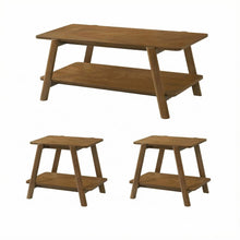 Walnut 3-Piece Wood Coffee Table Set with Mid-Century Modern Design