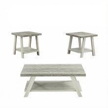 Weathered Gray 3-Piece Wood Shelf Coffee Table Set with Storage