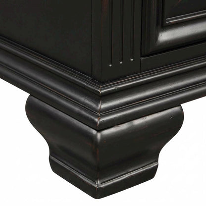 Black Vintage Nightstand with 2 Drawers and Classic Design