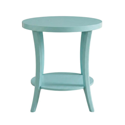 Teal Round End Table with Shelf for Lounge and Living Spaces