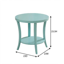 Teal Round End Table with Shelf for Lounge and Living Spaces